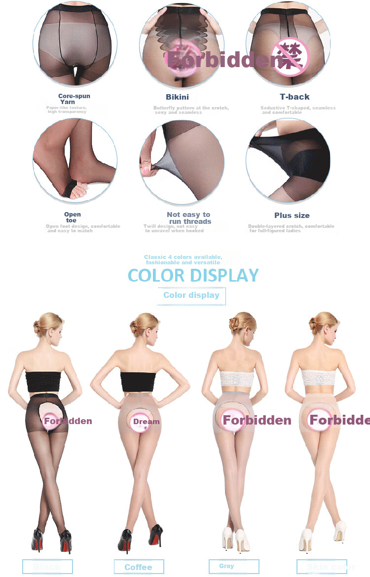 LangSha No-Drop Open Crotch Stockings Women's Sexy Black Sheer Ultra-Thin Transparent Temptation Hot Pantyhose Black Stockings 2 Pairs 6
