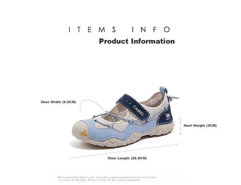 CAMEL Cute Outdoor Lightweight Breathable Mesh Magic Tape Casual Sandals L26M396025 Sand/Black 39 9