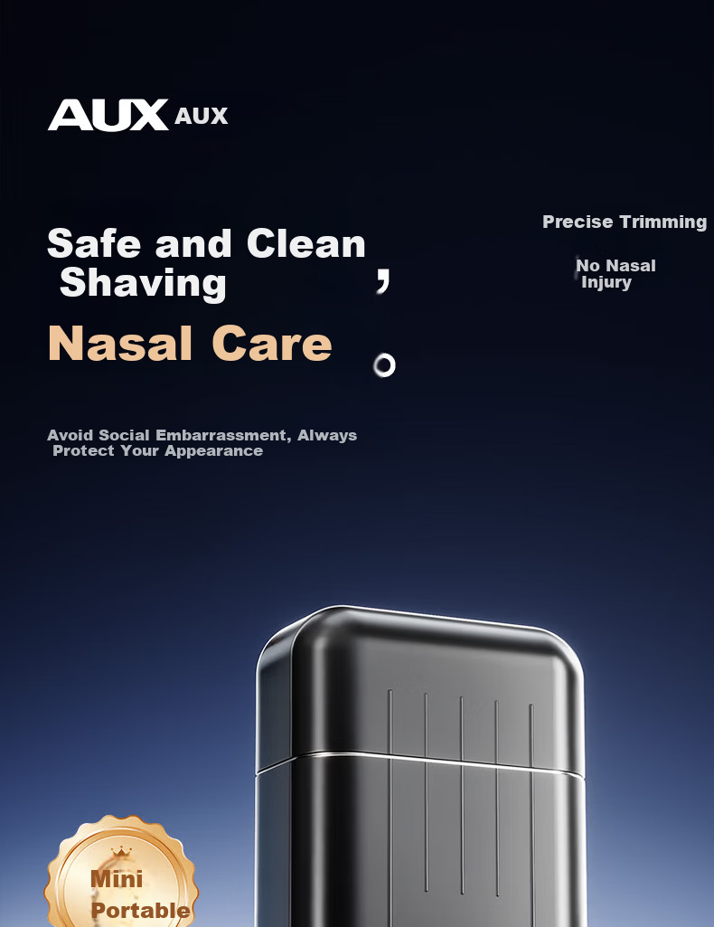 AUX Men's Rechargeable Nose Hair Trimmer Waterproof Portable Mini Electric Nose Hair Groomer Black 1