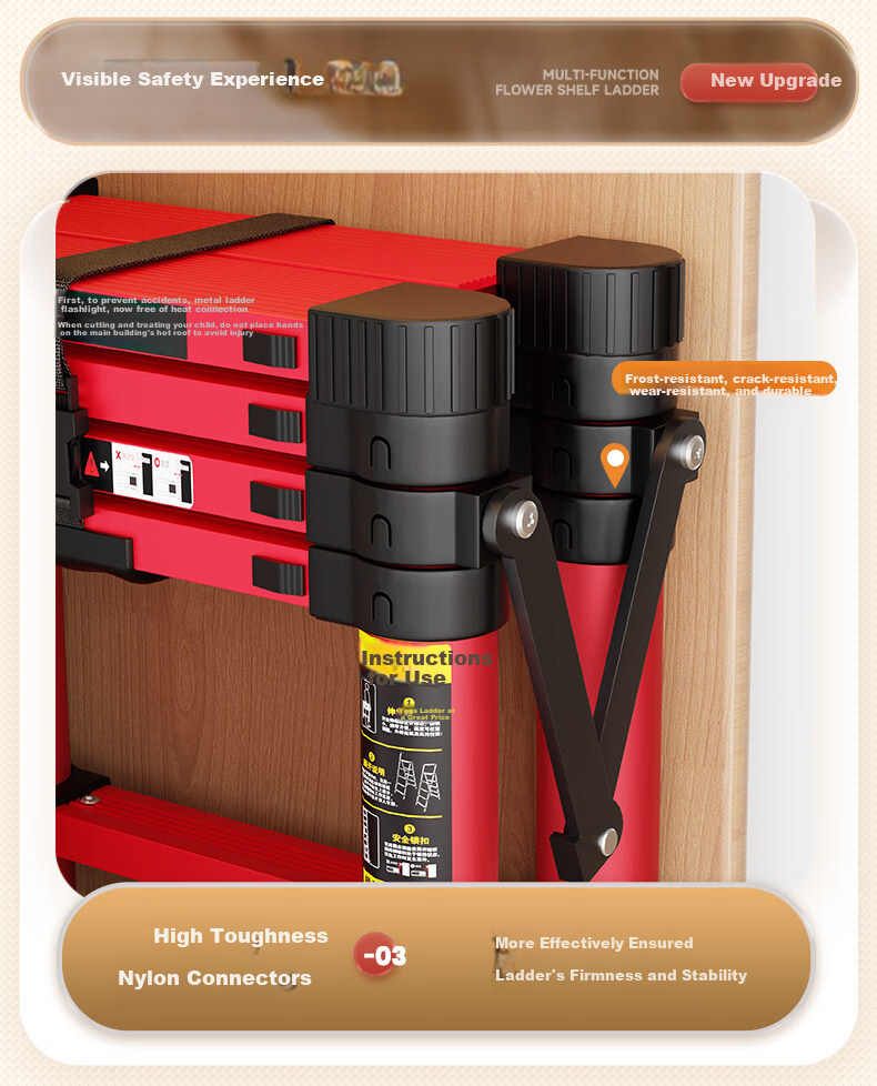 Yilinju Household Ladder Telescopic Ladder Small Lightweight A-Frame Folding Multi-Functional Staircase Engineering Ladder - S6 Red 18