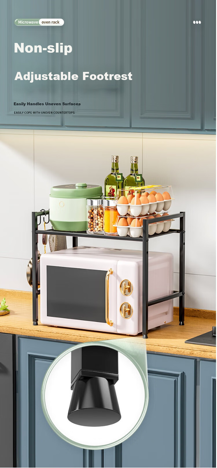 Ouranzo Kitchen Storage Rack Microwave Oven Rack Oven Rack Household Countertop Rice Cooker Storage Rack Multifunctional Storage Rack 6