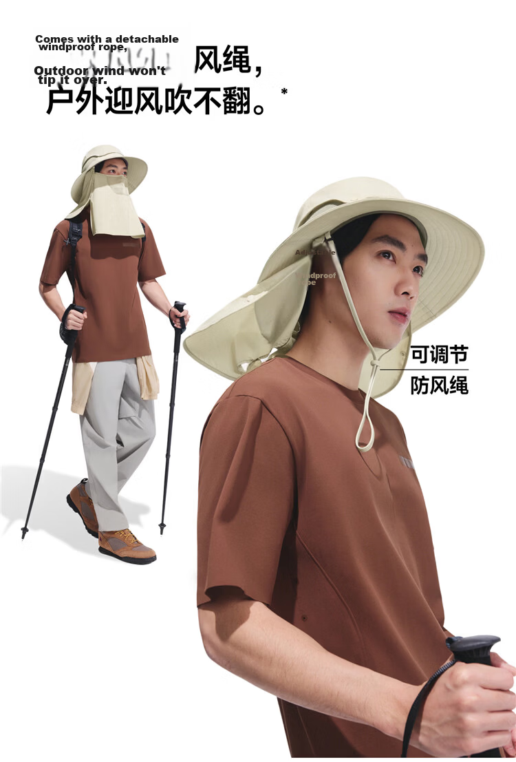 Beneunder Men's Summer Fisherman Hat Sunshade Outdoor Mountaineering Face Cover Fishing Sun Protection Hat TS0166 18
