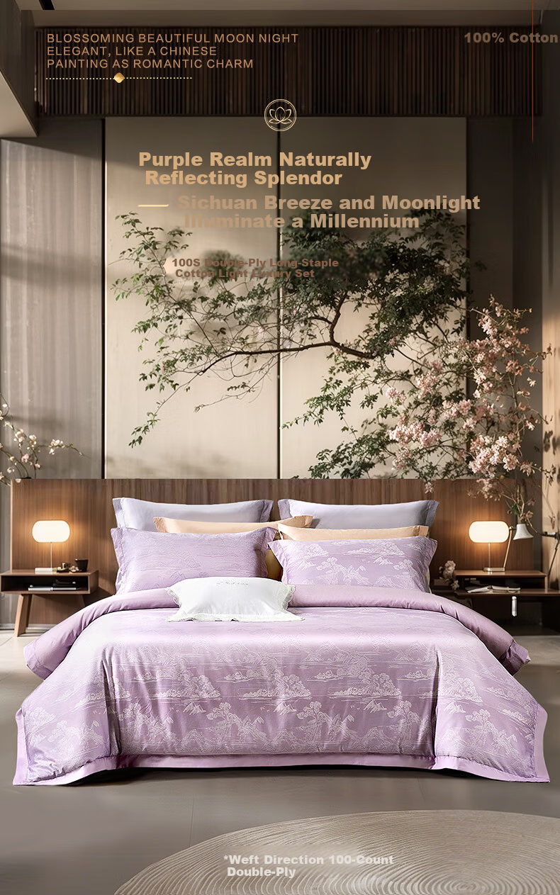 Fuanna 4-Piece Set 100s Double-Strand Long-Staple Cotton Luxury Bedding Set Pure Cotton Sheet and Duvet Cover 203*229cm 1