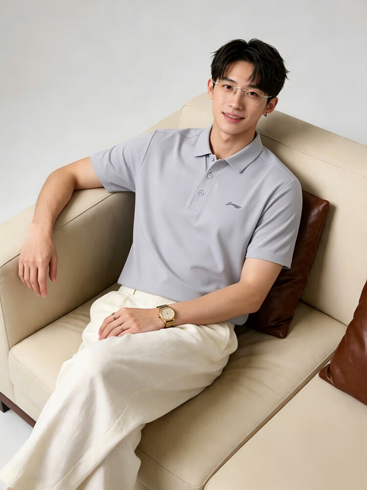 LI-NING Men's Quick-Dry Polo Shirt Short Sleeve T-Shirt Comfortable Lightweight Breathable Moisture-Wicking Cooling Top 4