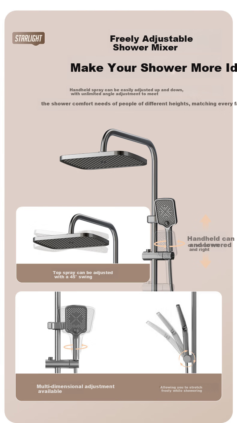 Jingshi Weideng Shower Faucet Set Bathroom Shower Head Pressurized Smart Gun Gray Integrated Shower Kit KWL 19