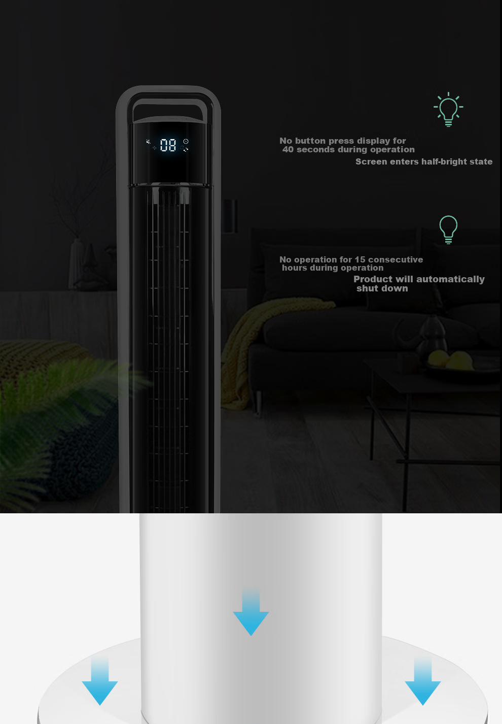 GREE Tower Fan Home Floor Fan Bladeless Quiet Low Noise Baby Smart Remote Control Timer DC Inverter FLZ-09X63Bg 13