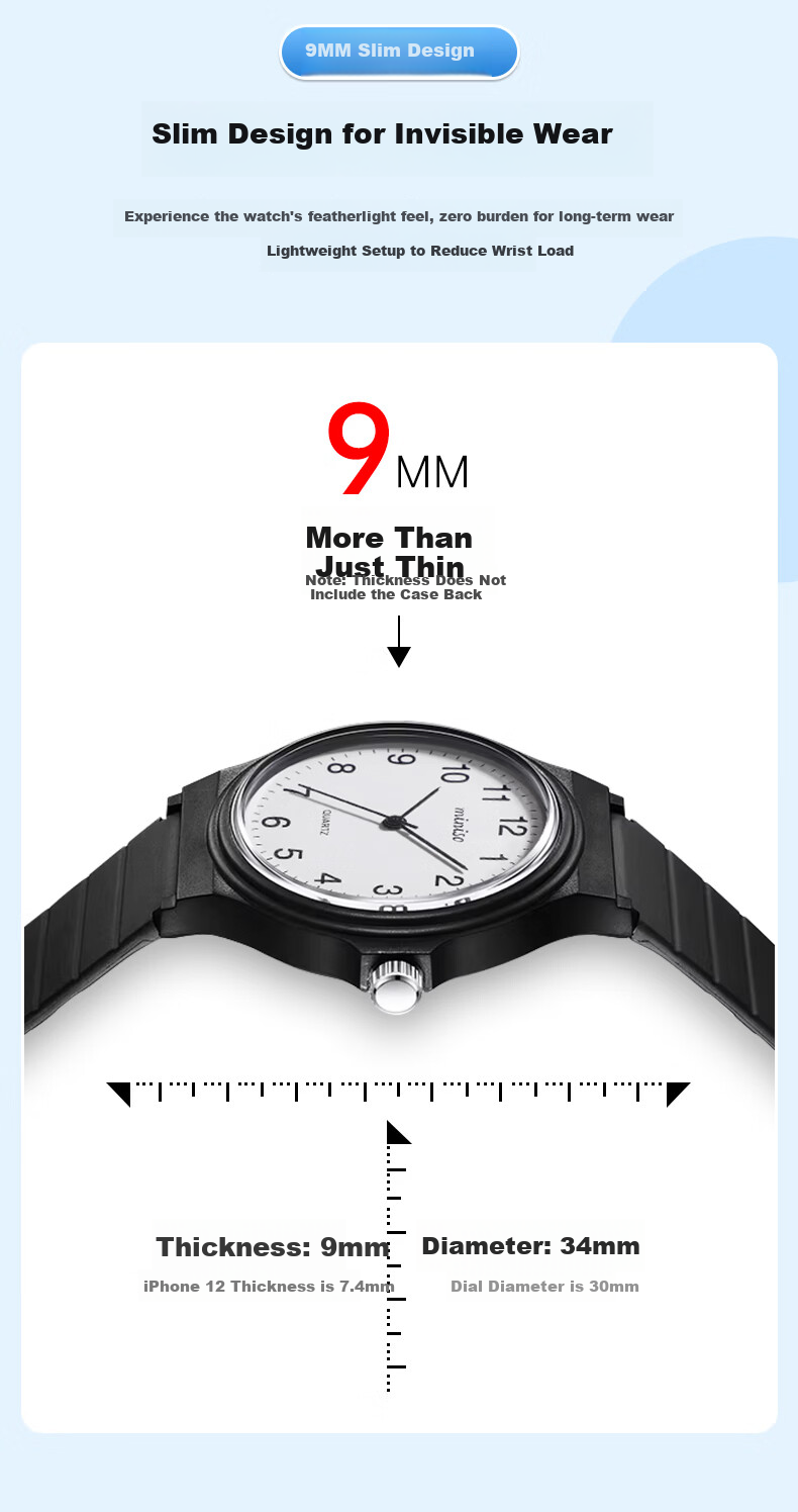 MINISO Men's Student Watch Waterproof Time-Only for Exams and Public Service Tests 7