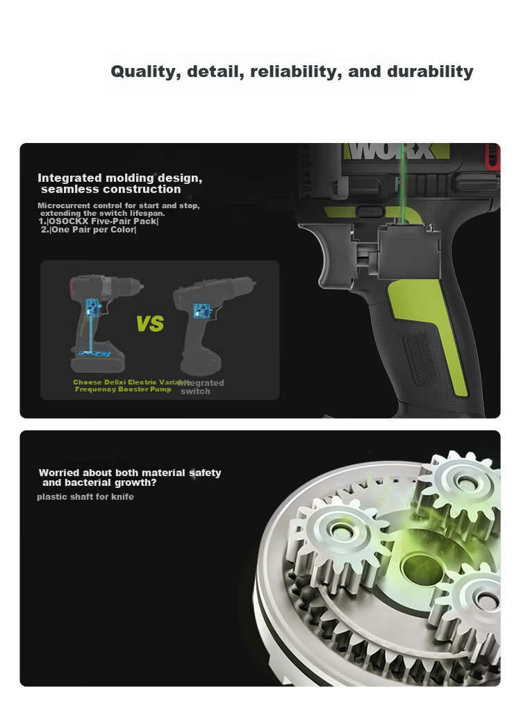 Worx 20V Brushless Cordless Drill WU182X (2.0Ah Dual Battery) Lithium-ion Electric Multi-function Handheld Drill 10