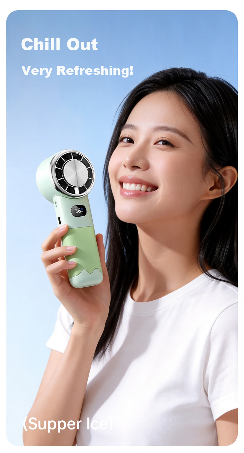 DIAMOND Portable Handheld Foldable Mini High-Speed Energy-Saving Fan Outdoor Neck Hanging Powerful Office Desktop Rechargeable Small Fan SN 3