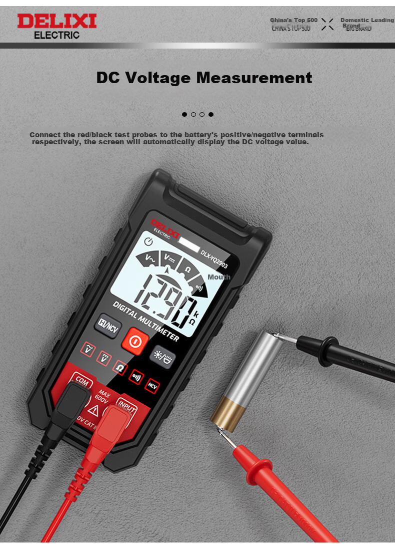 DELIXI ELECTRIC Digital Multimeter Smart Anti-Burn Ammeter Household Electrician High-Precision Mini Fully Automatic Universal Meter YQ2903 12