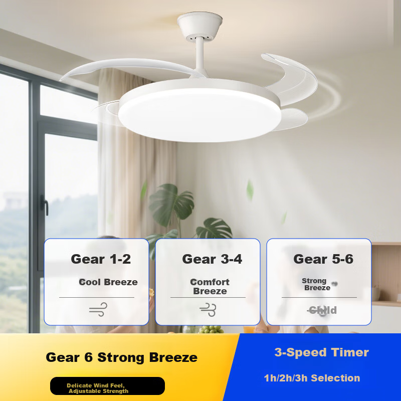 Dell Fan Light Puri Eye Protection LED Invisible Blades Dining Bedroom Remote Dimming Integrated Bladeless Ceiling Fan Light Zhongshan
