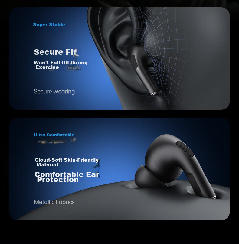 MICROKIA 2026 Latest Model - King Noise Cancelling Bluetooth In-Ear Earphones Deep Active Noise Cancelling Wireless Sports Earbuds Long Battery Life Compatible with Apple Xiaomi VIVO 21