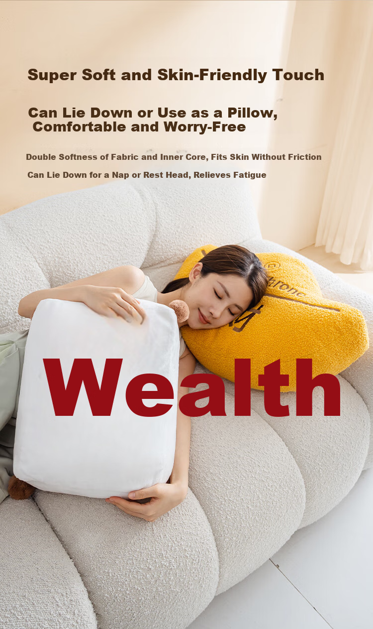 JD Jingzao Fortune Full Embroidery Pillow - Yuanbao Holiday Gift Lucky Decor Wealth Sofa Cushion 45x45cm 6