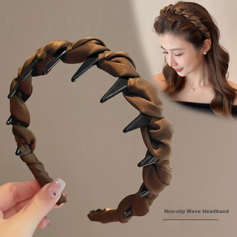 Dongyi Premium Simple Versatile High Crown Brown Wide Headband Slim Face Sponge Press Hair Black Hairband for Women