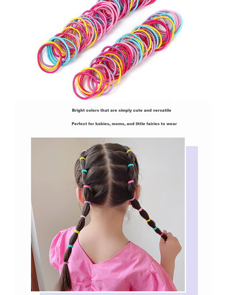 Jianyingshu Candy Color Children's Thumb Hair Ties 200pcs Colorful Hair Bands Elastic Baby Hair Accessories 5