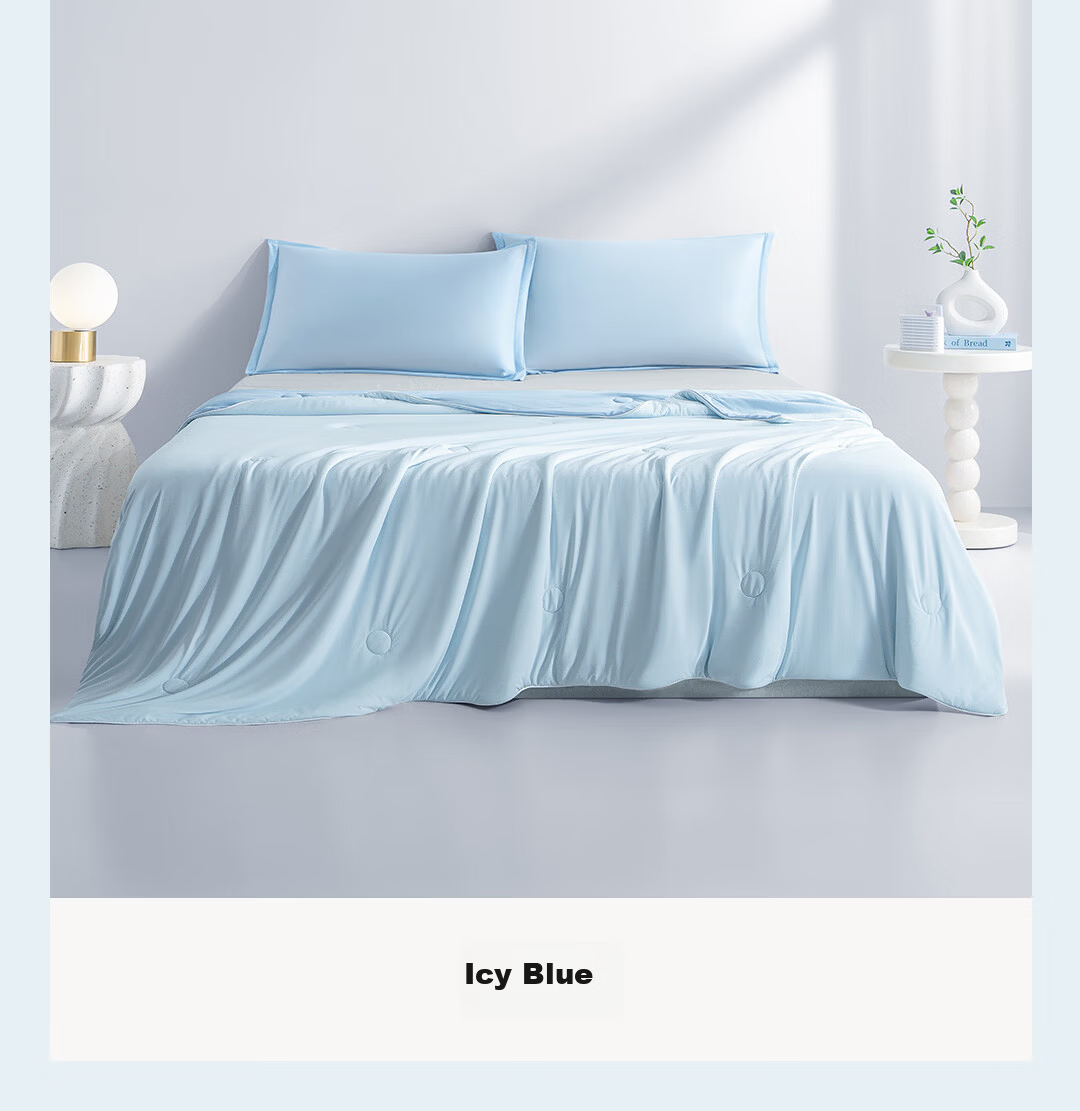 Deep Sleep Cooling Air Conditioning Quilt Ice Silk Lyocell Summer Quilt Class A Machine Washable 150*200cm Smoke Blue 30