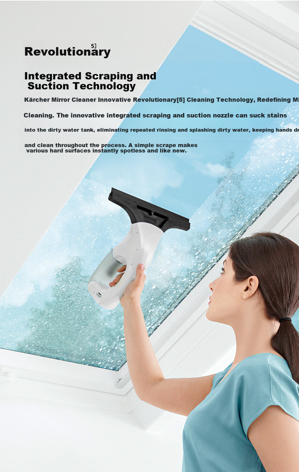 KARCHER Germany Karcher WV1 Handheld Wireless Electric Window Cleaner Glass Squeegee Surface Cleaner Tile Scraper Suction All-in-One 10