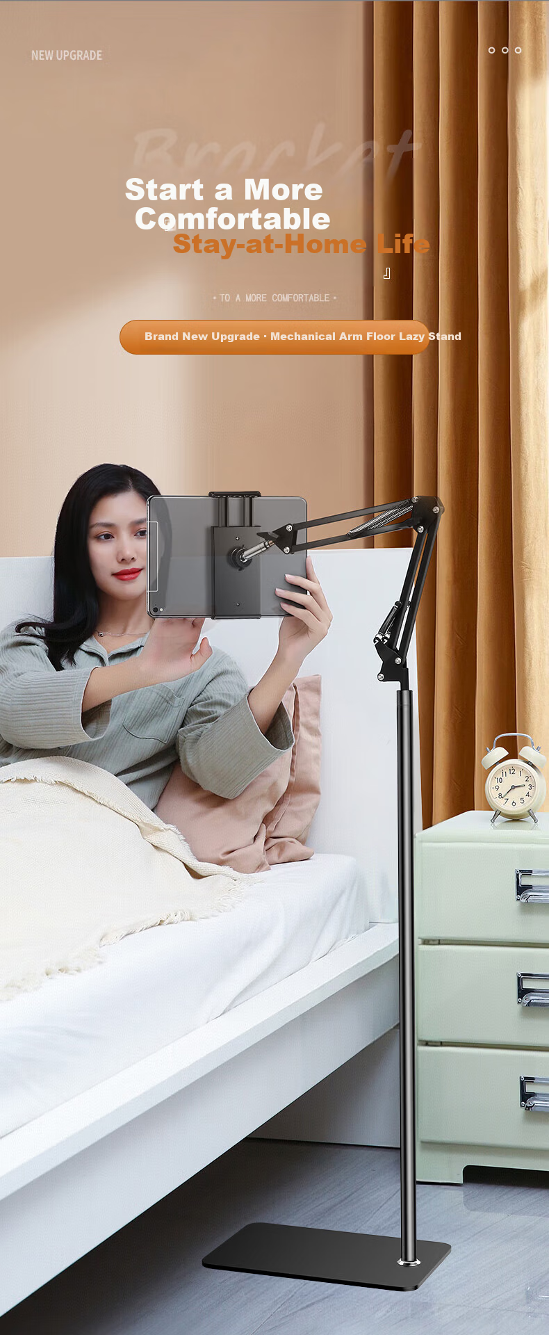BIAZE [Metal Double-Rod Support Thickened Version], IPad Stand, Tablet Stand, Desktop Support Stand, for Gaming, Watching Shows, Online Classes, Office Use, Extendable, Foldable, Portable, Aluminum Alloy B45 White 2