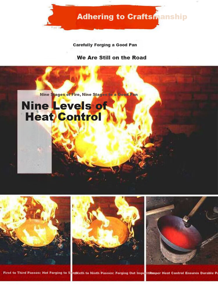 Canbo Large Capacity Non-Stick Iron Frying Pan No Coating Stir-Fry Pan Gas Stove Induction Cooker Compatible 11