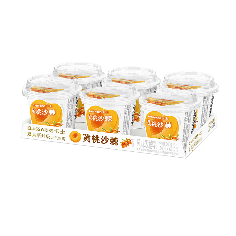 卡士（CLASSY.KISS）【全程冷链】黄桃沙棘果粒鲜酪乳100g*6杯 低温酸奶 风味发酵乳