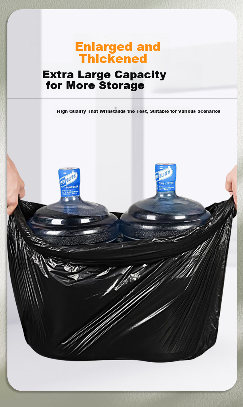 Zhijie Flat Mouth Black Garbage Bags 80x90cm 50pcs Double-Sided 3-Layer Extra Large Thickened Property Bags Economical Pack 4