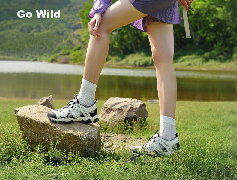 CAMEL Women's Outdoor Hollow Breathable Casual Hiking Sandals L26M076005 Off-White/Black Size 37 4
