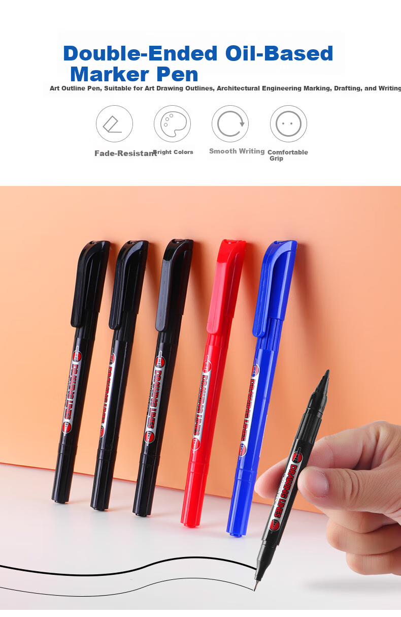 BAOKE MP2920 Oil-Based Dual-Ended Liner Pen Red 12pcs/Box 1