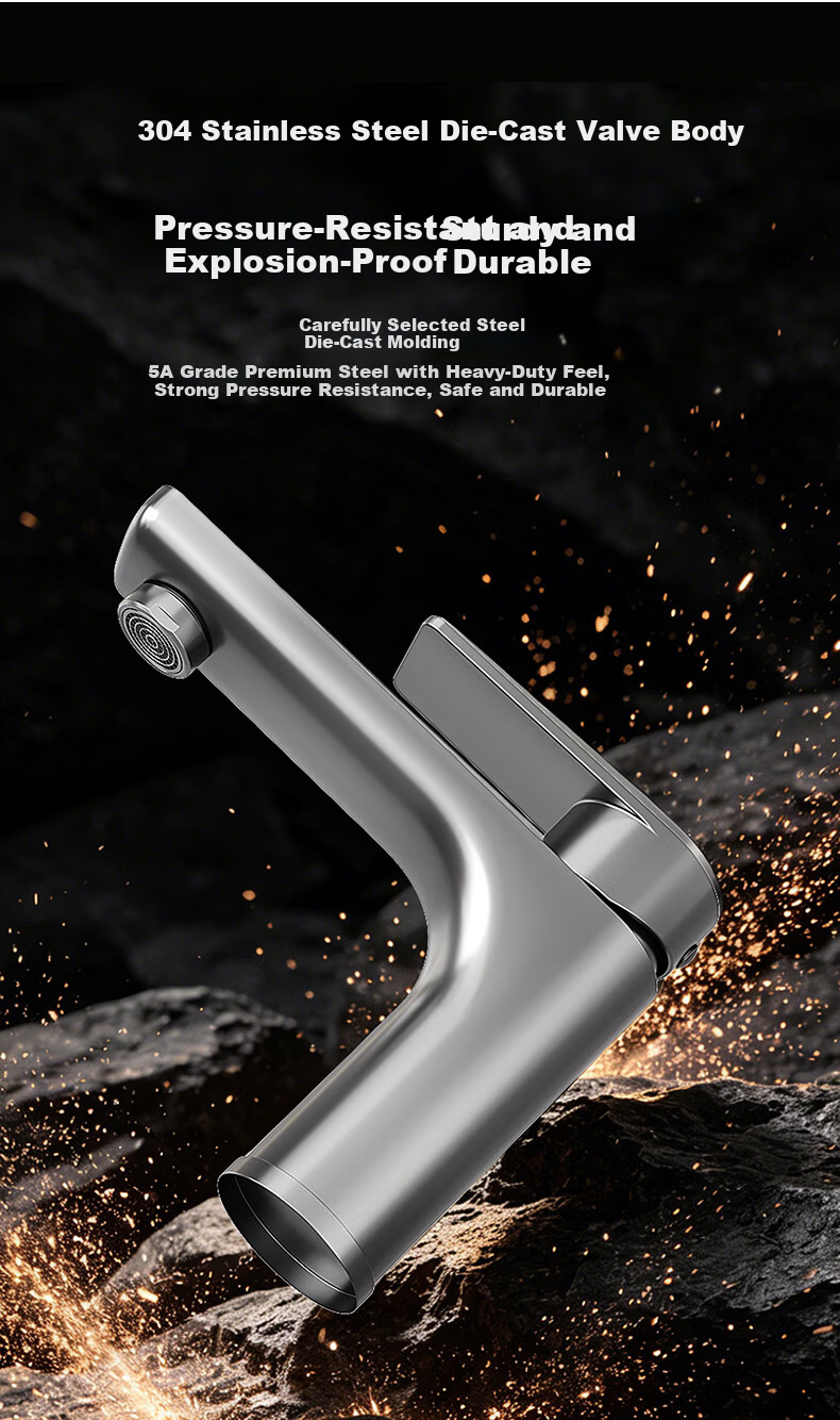 Baihan 304 Stainless Steel Bathroom Sink Faucet Basin Hot and Cold Dual Control Mixer Tap 3