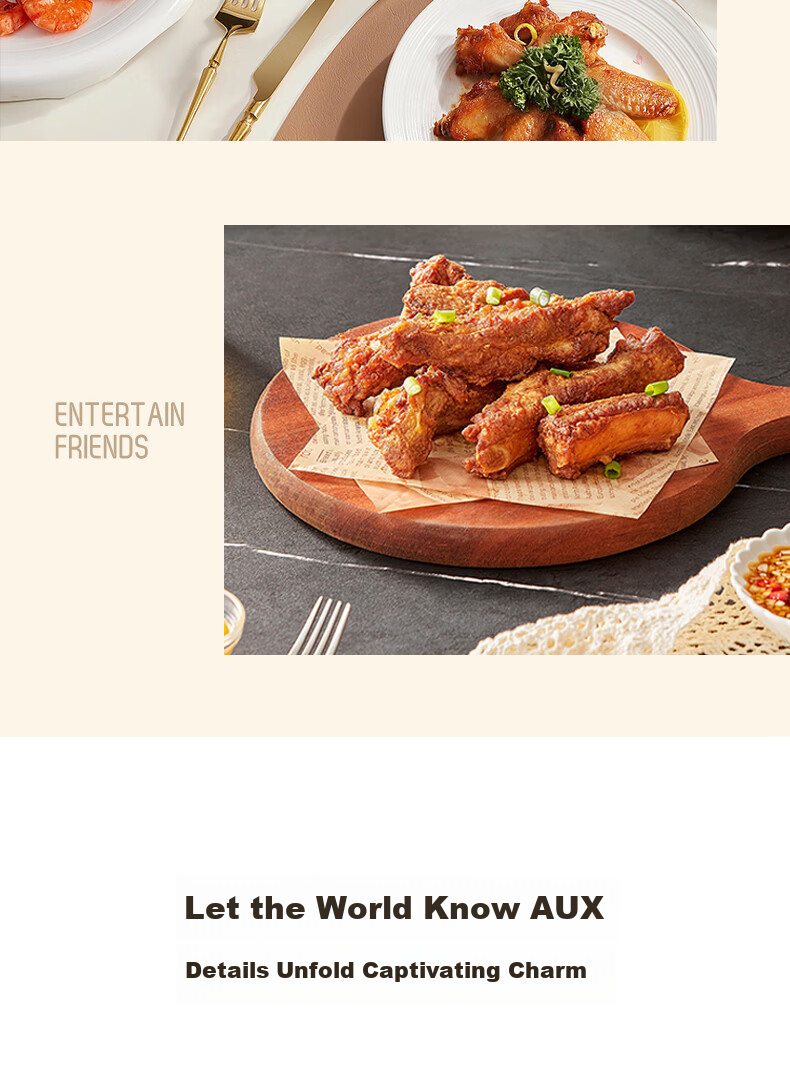 AUX 12L Air Fryer Oven Combo 2026 New Model Multifunctional Large Capacity Auto Flip Stainless Steel Interior 10