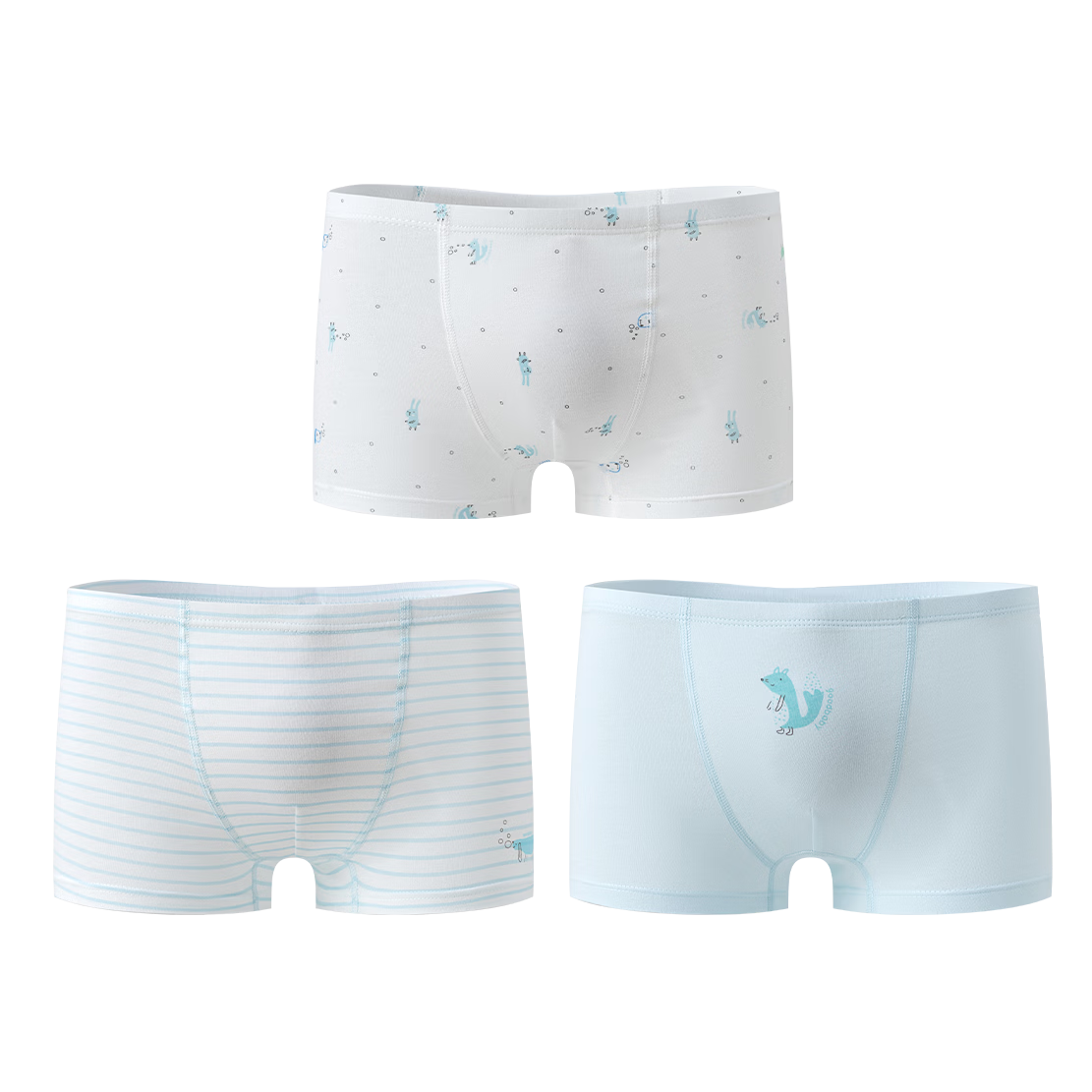 Gb Boys' Underwear, Boys' Class A Pure Cotton Shorts, 5A Antibacterial Boxer Briefs for Men, Baby Underwear 3-Pack - Light Blue