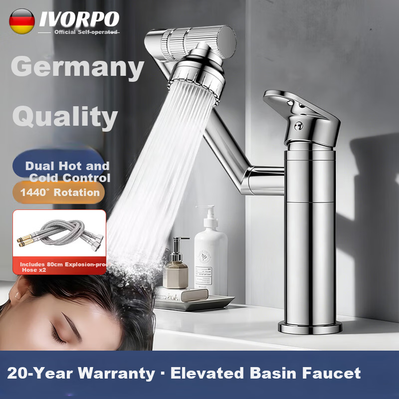 IVORPO Seiko Double Hole Basin Faucet Hot and Cold Bathroom Washbasin Faucet