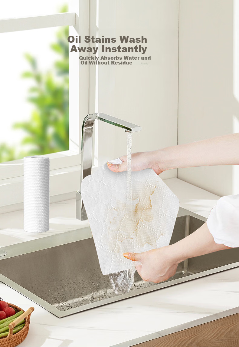 Old Cotton Farmer Wood Pulp Disposable Single-Use Cleaning Cloths 20 Sheets * 6 Rolls Thickened Large Food-Grade Household Kitchen Utensil Cleaning 5
