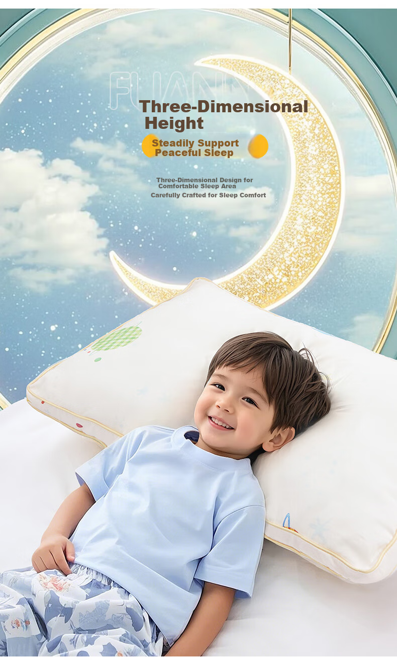 Fuanna Kids Pure Cotton Class A Antibacterial Fiber Pillow Core Student Children's Pillow 60*40cm 6
