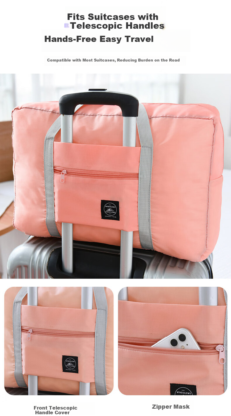 Jinghuisichuang Large Capacity Travel Bag with Trolley Sleeve, Portable Handbag for Business Trips, Lightweight Short-Distance Luggage Bag for Men and Women 4