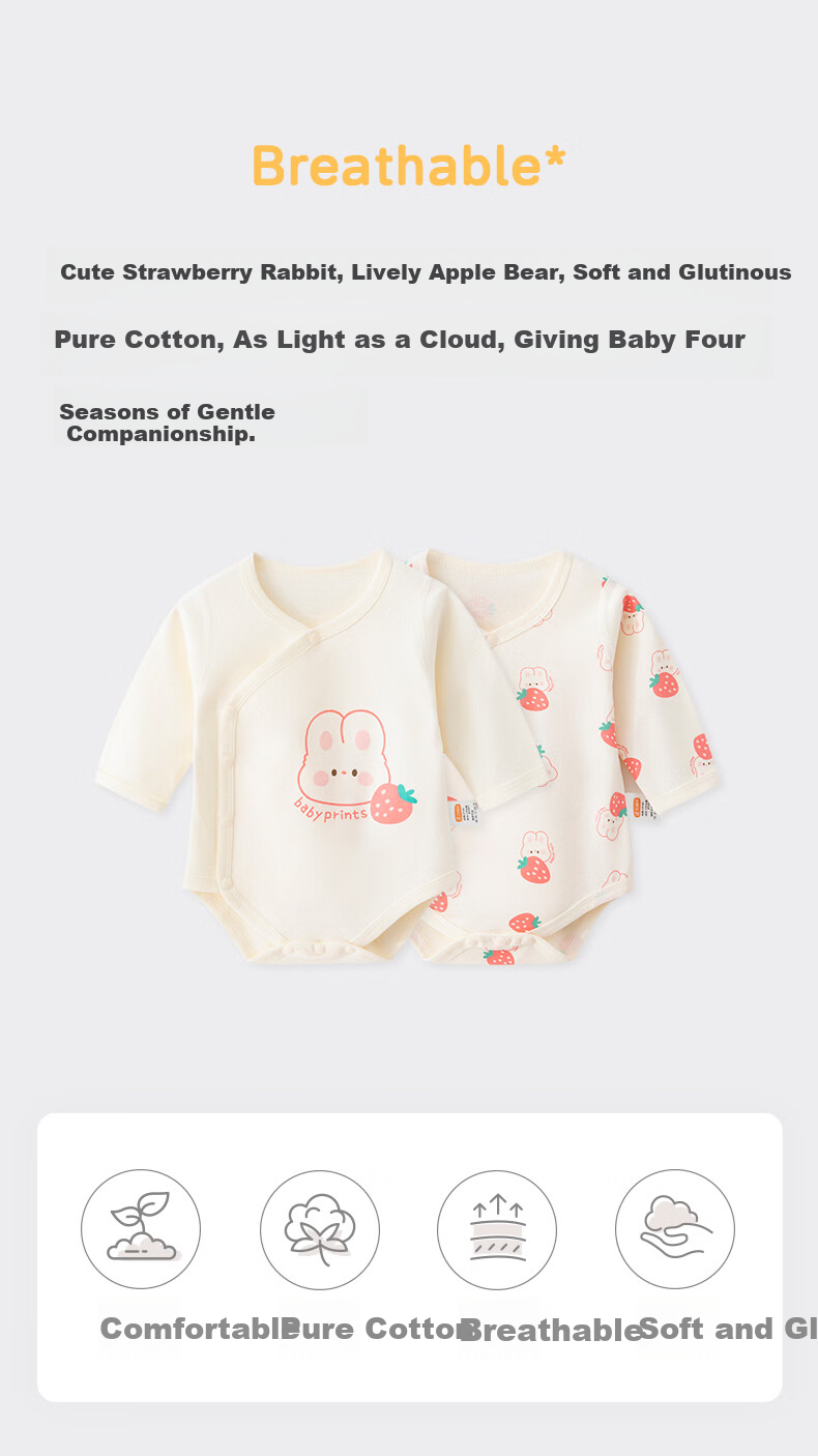 Babyprints Baby Bodysuit 2-Pack Newborn Cotton Triangle Romper Unisex Four-Season Jumpsuit Bear 66 1
