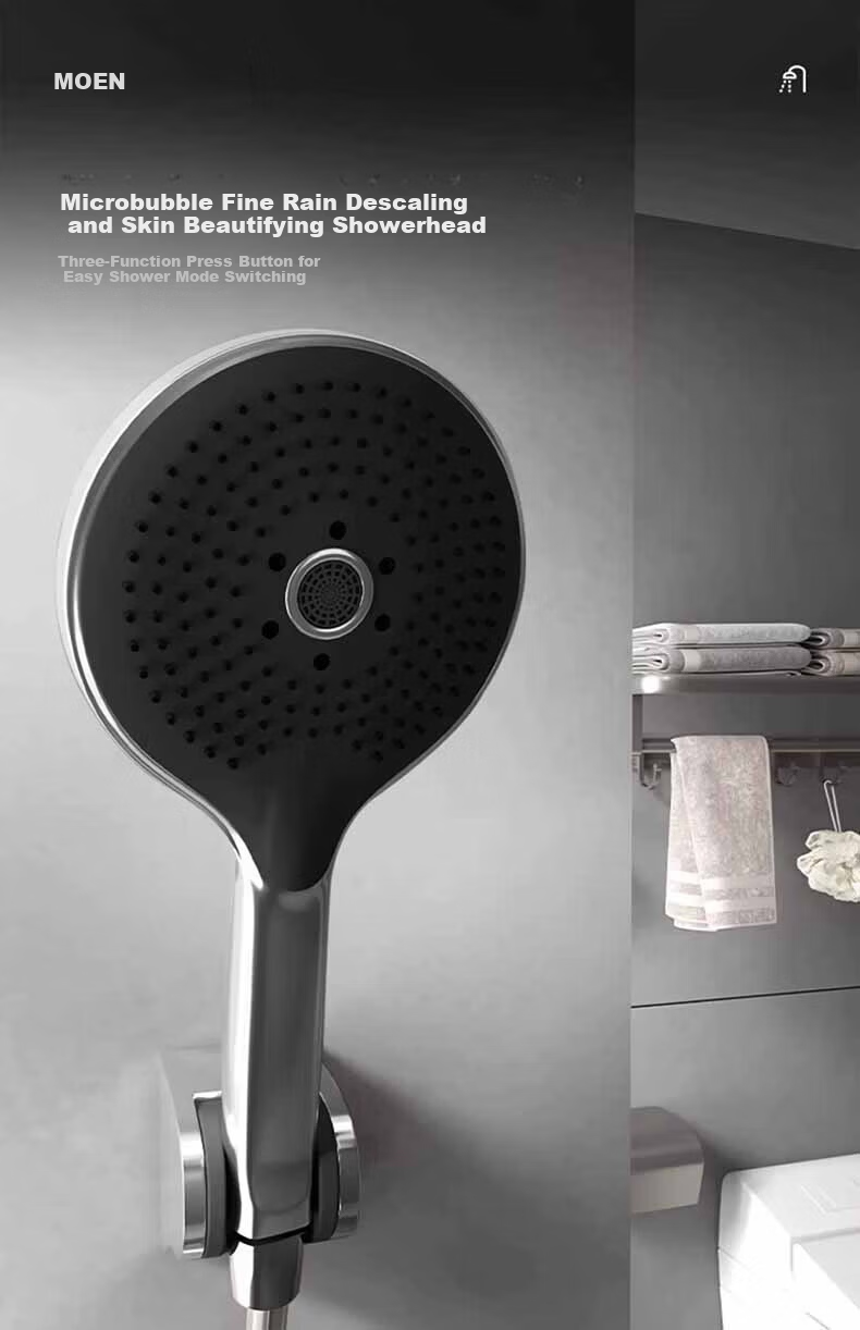 MOEN HH3600 Handheld Shower Head with Pressure Boost, Microbubble Technology, 3 Functions, Self-Cleaning Nozzle, Includes Base 1