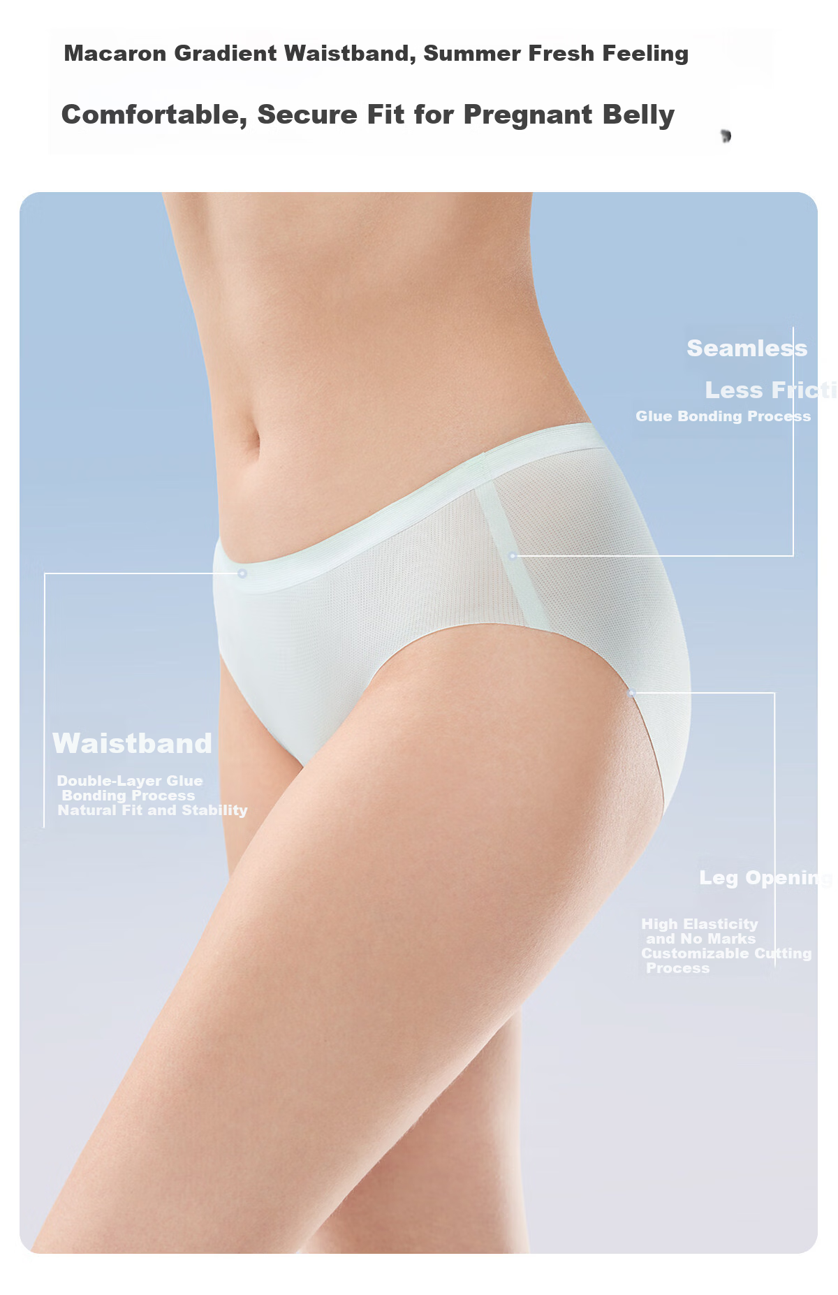 JOYNCLEON Maternity Underwear Summer Ice Silk Thin Seamless Breathable Ultra-Thin 3-Pack XXL jnk195955 11