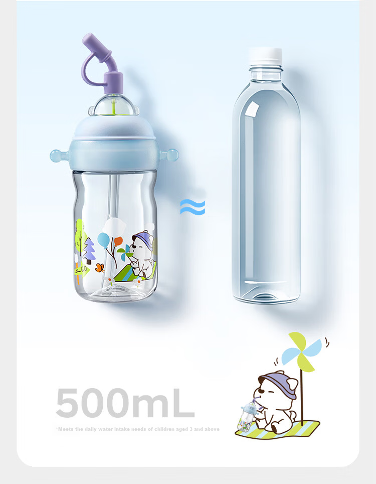 Babycare Children's Straw Cup Toddler Kindergarten Anti-Drop Portable Water Bottle 500ml School Use 2 Years+ 13