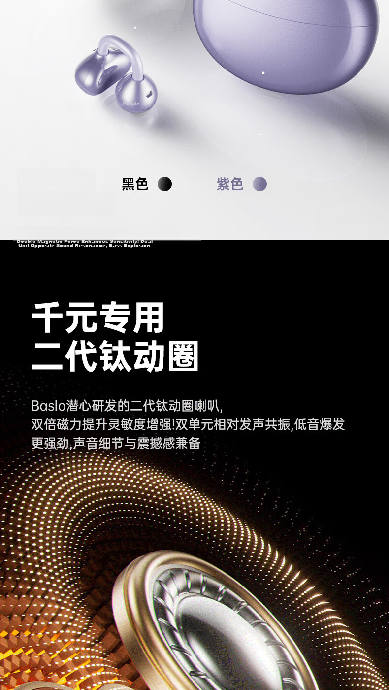 Zhongguo [Flagship Top Model | AI Translation Earbuds] Bluetooth Clip-On Bone Conduction Open Wireless Non-In-Ear Sports Running Gaming Long Battery Life 4