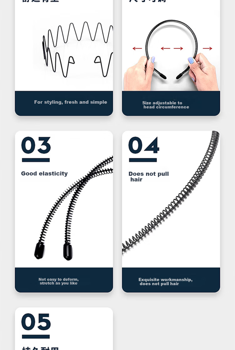 M2KA Men's Airy High-End Non-Tight Sports Headband Invisible Hairband for Bangs and Long Hair Face Washing Black*1 Piece 7
