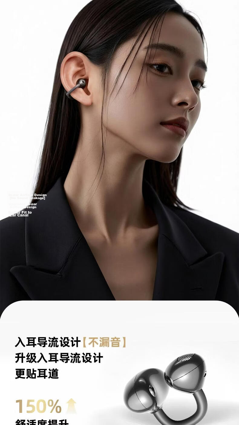 Zongguo Bluetooth Earphones 2026 New Multi-Language Translation Clip-On Wireless Open-Ear Noise-Cancelling High-Quality Sound Comfortable Secure Fit Long Battery Life 5