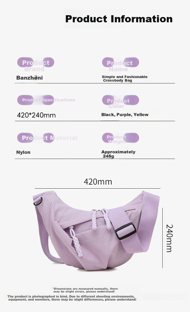 Banjeni Travel Casual Crossbody Bag Large Capacity Outdoor Sports Backpack Men's Student Lightweight Commuter Women's Single Shoulder Small Chest Bag 1