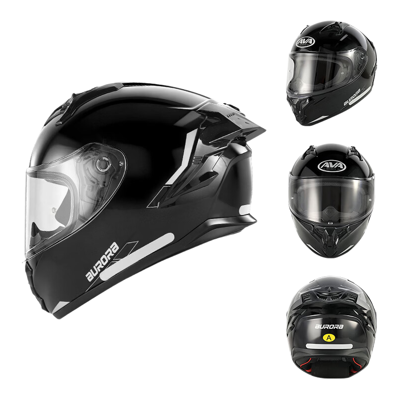 AVA Aurora Racing Motorcycle Helmet Full Face Four Seasons Unisex Riding Flowing Silver + Gift Pack L