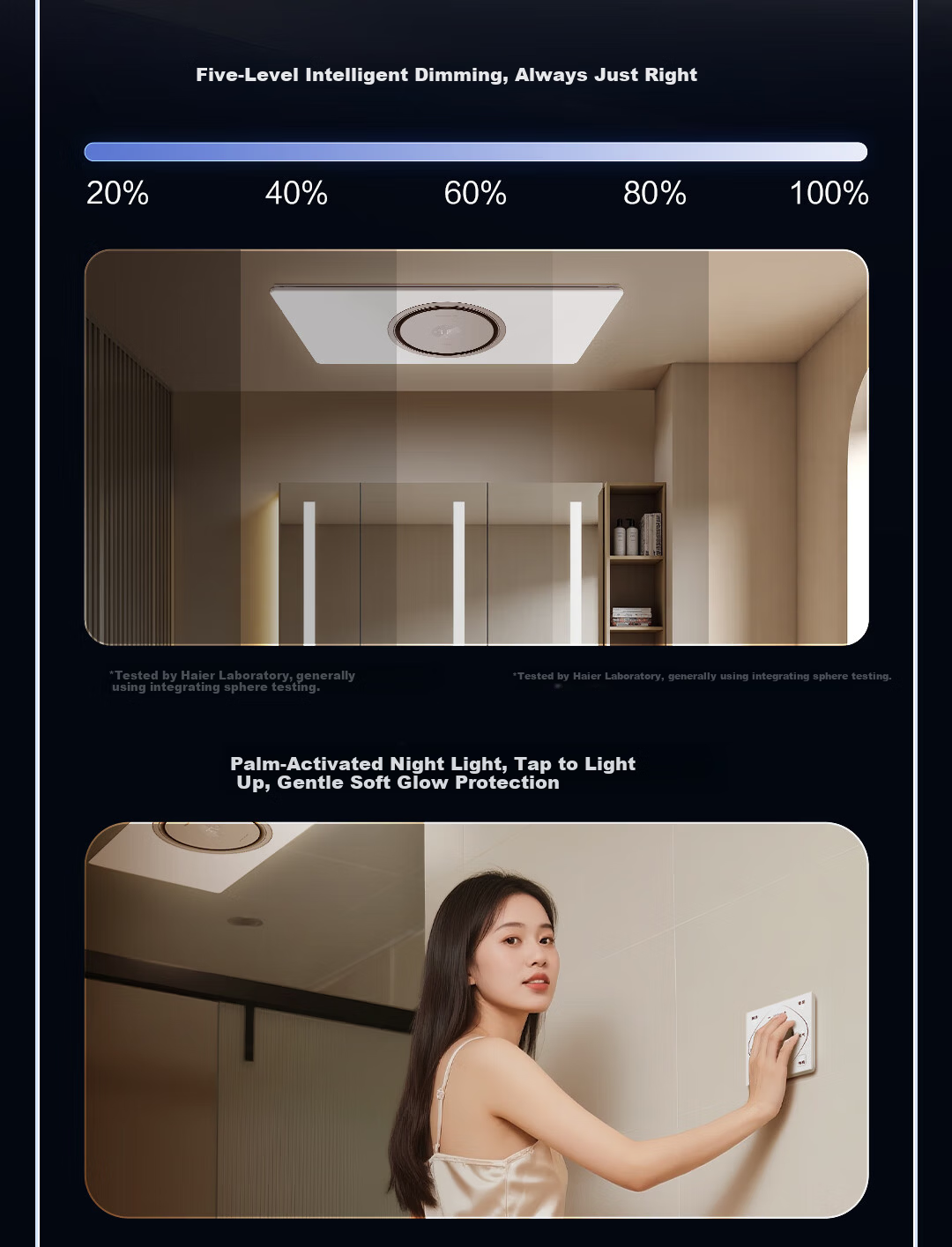 Haier Smart Bathroom Heater S360U1 Ring-Shaped Sterilization Heater with Warm Air, Lighting, and Exhaust Integration 9