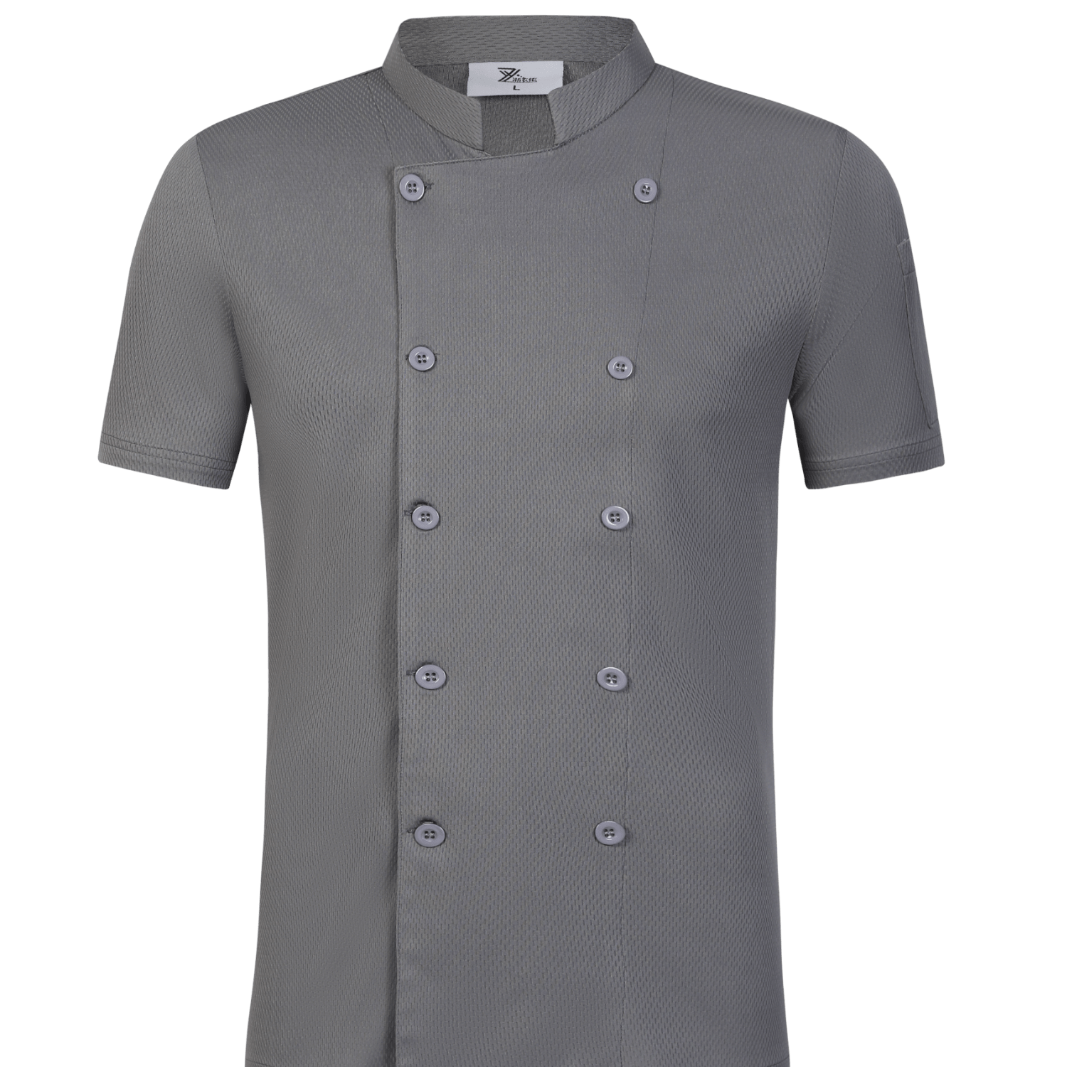 HANMANKE Ice Silk Chef Workwear Men Custom Logo Printing Restaurant Kitchen Hotel Breathable Mesh Uniform Women [Breathable Mesh] Gray Short Sleeve XL