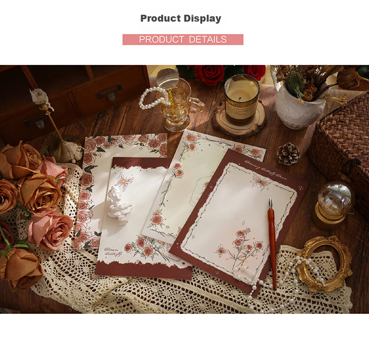 Qiyuan Romantic Rose Simple Daily Grid Notebook High-Value INS Student Memo Draft Book B5 Paper Pad - Romantic Rose Style C 30 Sheets 3