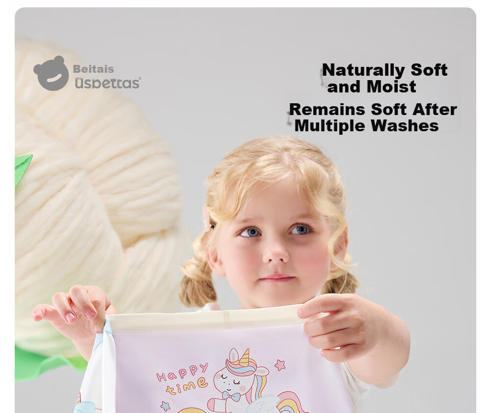 Betis Children's Underwear 3-4 Years Old Girls Summer Mulberry Silk Antibacterial Comfortable Breathable Boxer Shorts 5