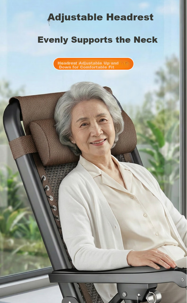 Hakkai Bird Bamboo Reclining Chair Office Nap Chair Foldable Elderly Rattan Woven Chair Balcony Home 520 Gift 7