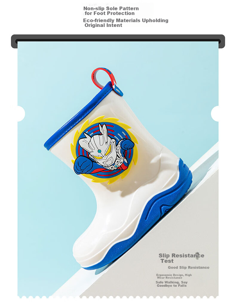 Duomiao Kids Rain Boots Baby Waterproof Boys Lightweight Non-slip Ultraman IP Water Shoes Toddler Rubber Boots 55017 Blue Size 160 5
