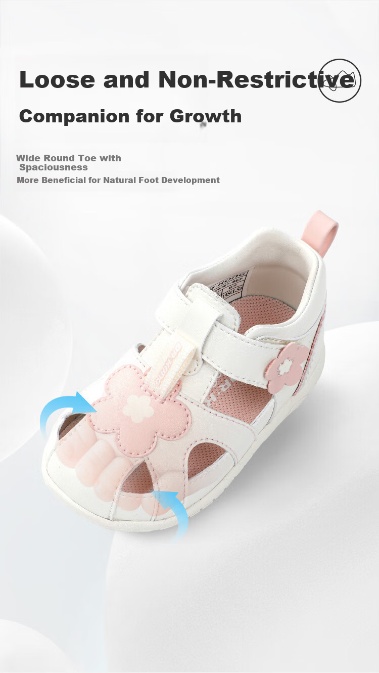 Dr. Jiang Toddler Walking Shoes Summer Girls Comfortable Children's Sandals 2B13A2032AW Beige/Pink Size 21 7